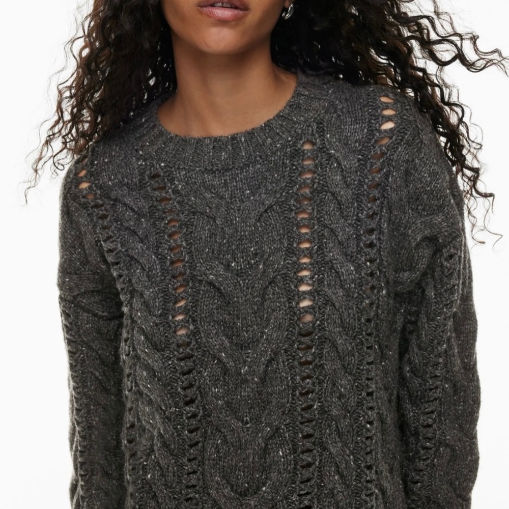Aritzia Wilfred Bronco Cable Knit Wool Sweater XS Grey NWT - Picture 8 of 14